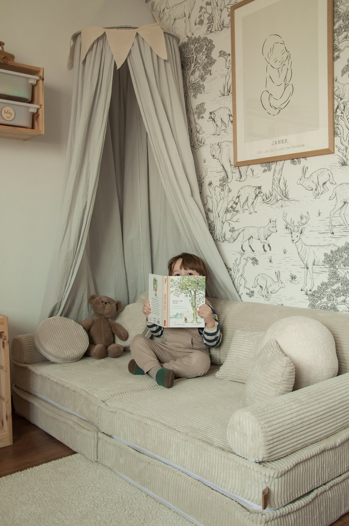 Canapé modulaire pour enfant MeowBaby® – Slimcord Écru