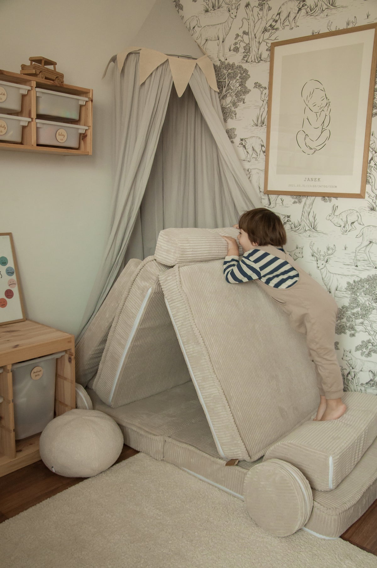 MeowBaby® Plus Modulaire Kindersofa – Esthetisch Ecru