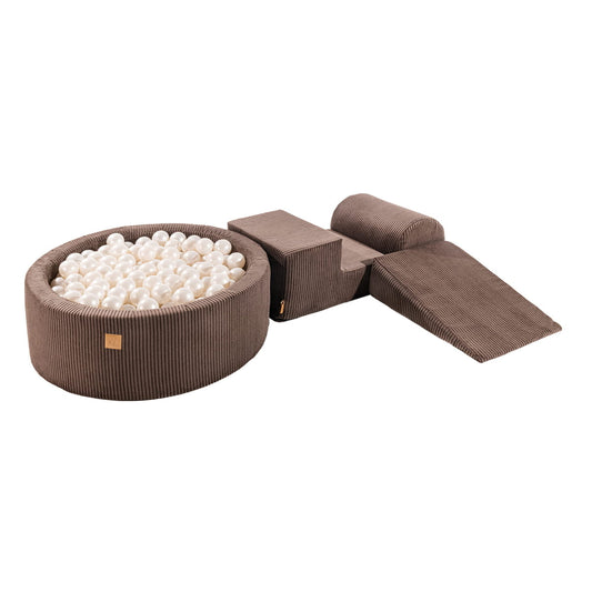 MeowBaby® Spielset mit Bällebad - Braun & Weiß Perle