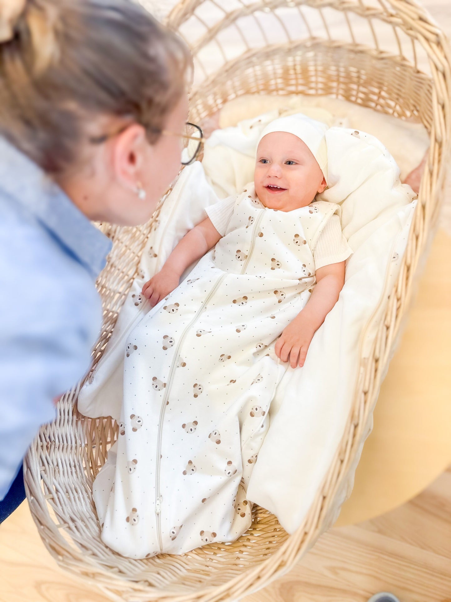 Baby Swaddle and Sleeping Bag 2.5 TOG – Beige / White, 6–24 Months