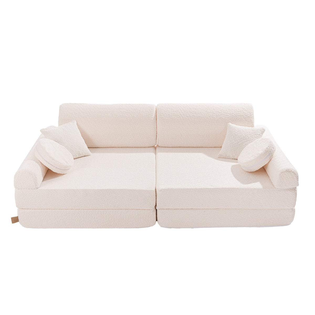 MeowBaby grote speelbank Premium Bouclé wit met modulaire speelelementen voor kinderen