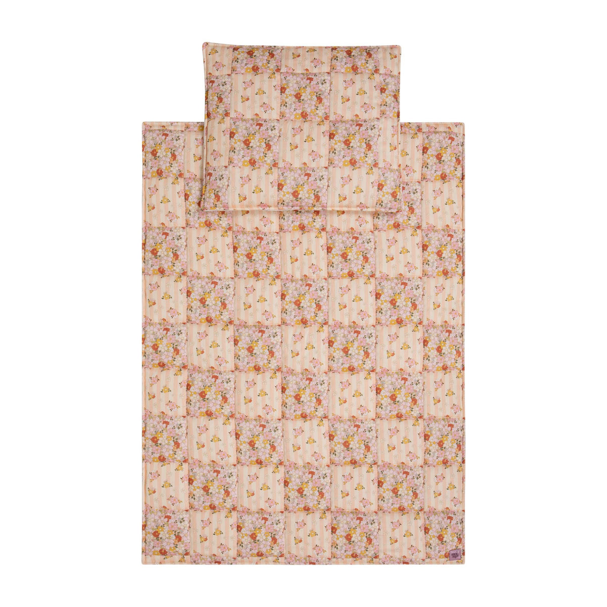 Moi Mili Spring Garden gewatteerde patchwork deken en kussen set van katoen met bloemenpatroon