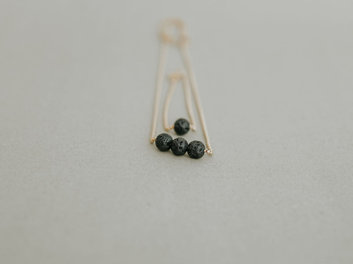 Diffuser Set, Necklace and Bracelet - Black Lava