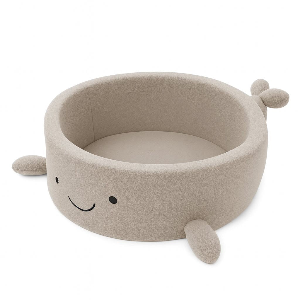 MeowBaby Shelly Bouclé walvis ballenbak in zachte bouclé stof voor sensorisch spel en fantasierijk spelen in de kinderkamer