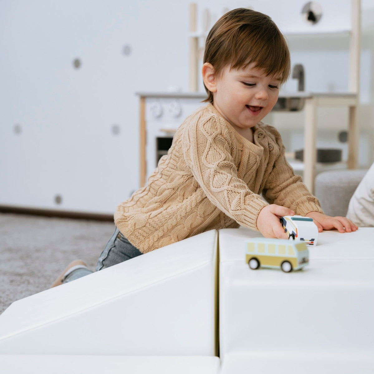 Soft Play 5 Foam Block Set - White Corner Climber