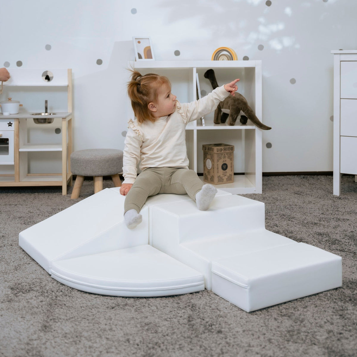 Soft Play 5 Foam Block Set - White Corner Climber