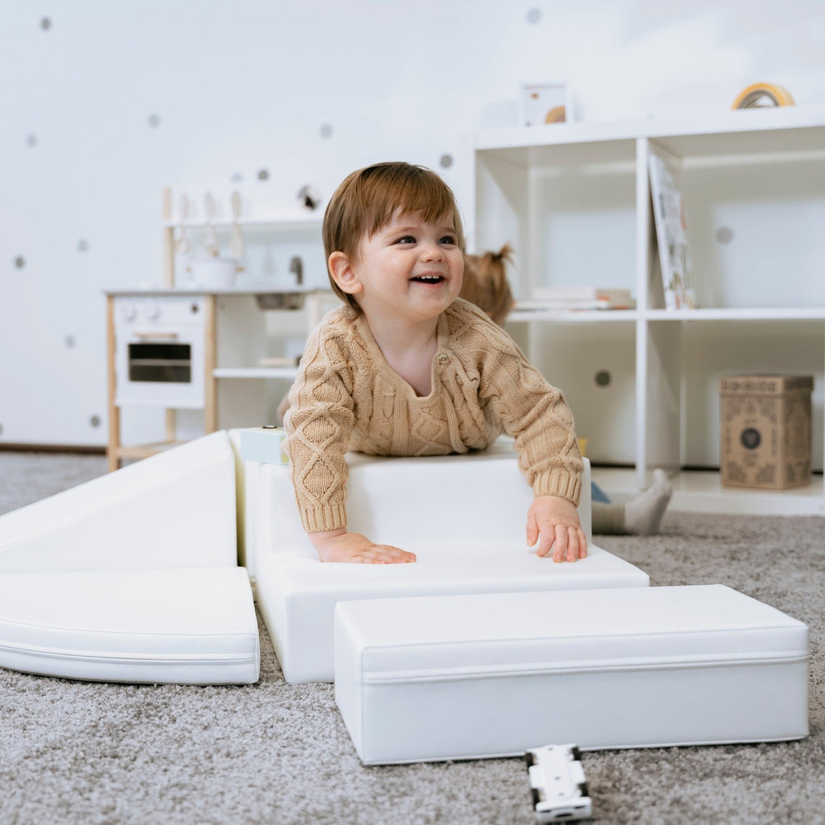 Soft Play 5 Foam Block Set - White Corner Climber