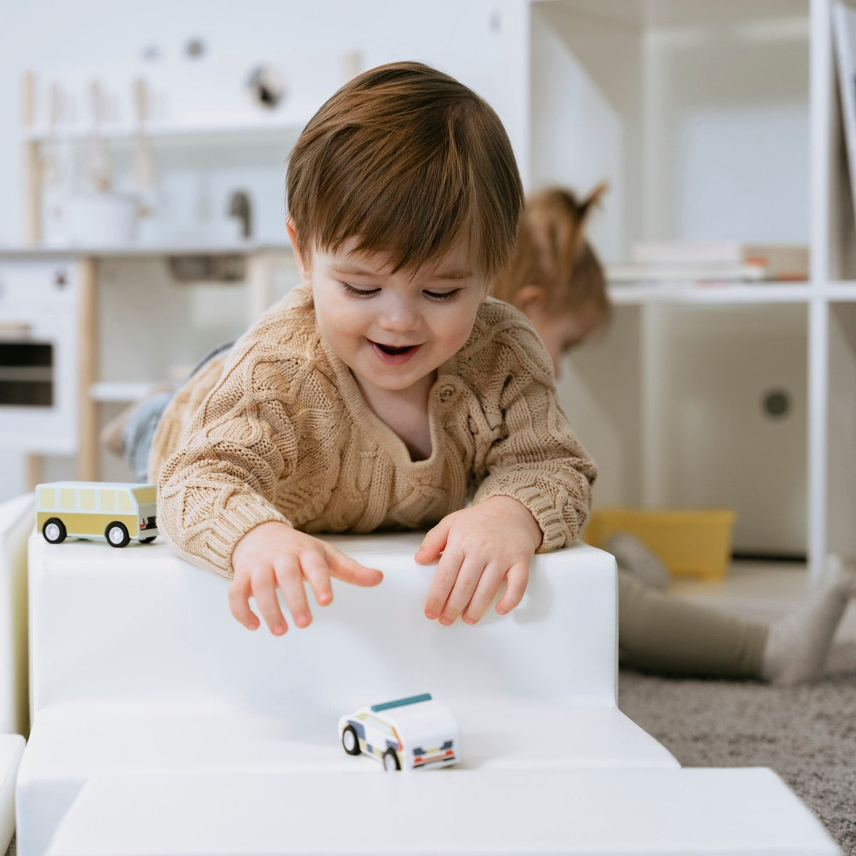 Soft Play 5 Foam Block Set - White Corner Climber