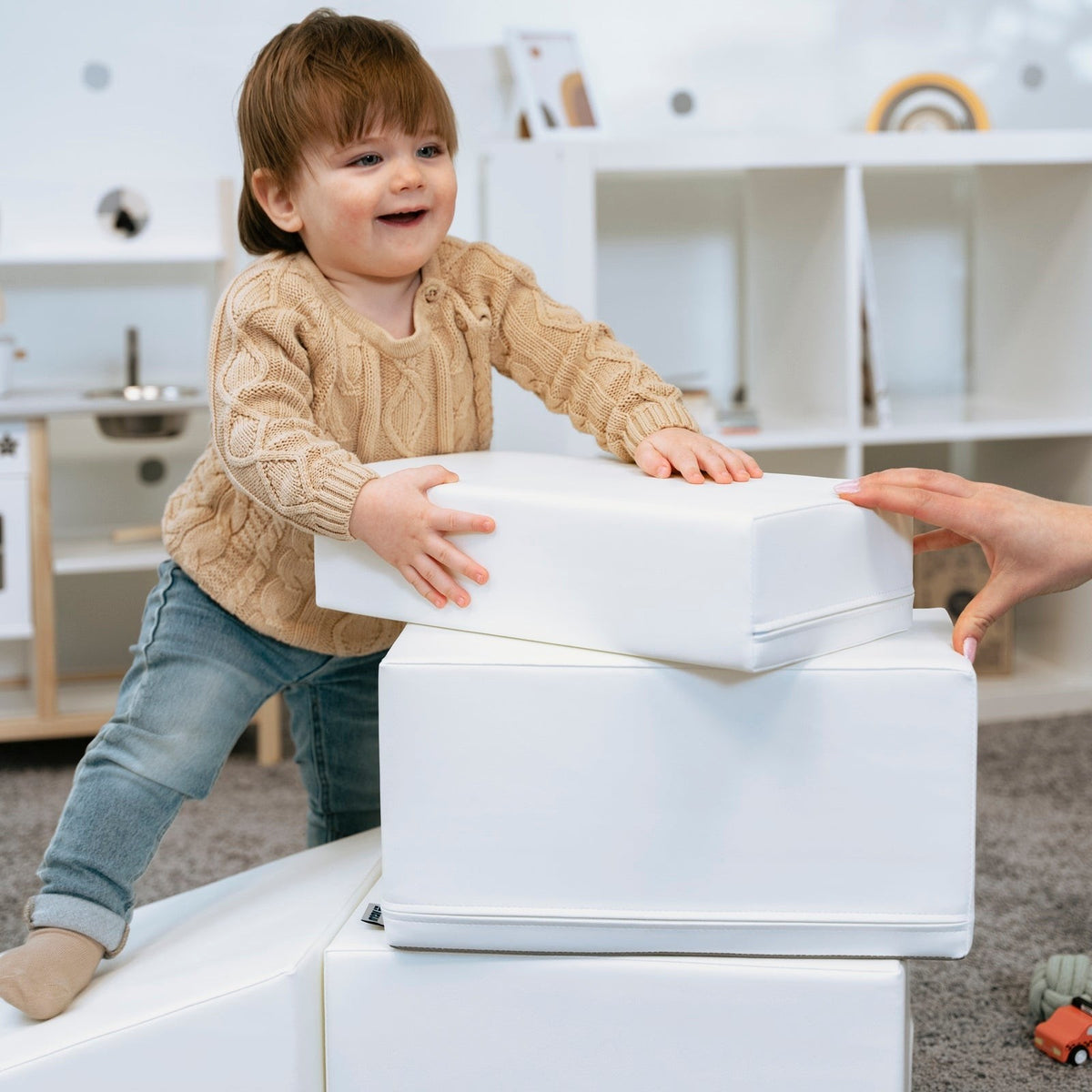 Soft Play 5 Foam Block Set - White Corner Climber