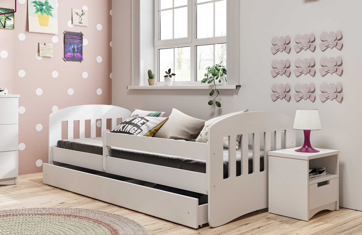 Kocot Kids Classic kinderbed wit met opberglade in moderne kinderkamer