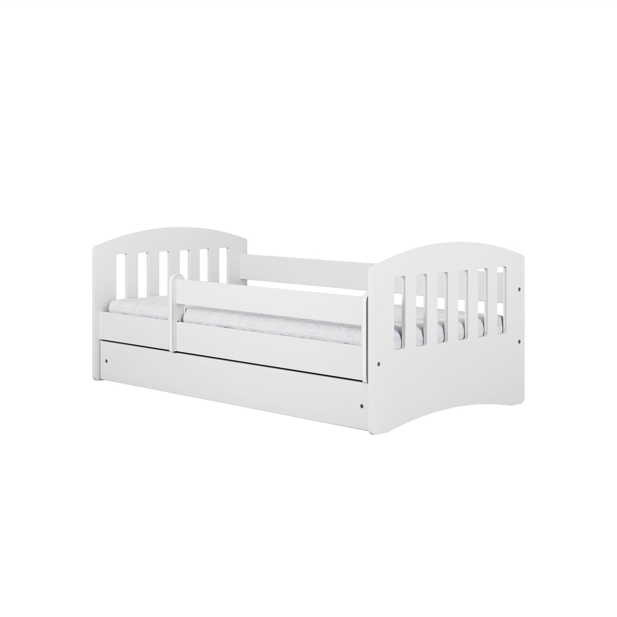 Kocot Kids Classic kinderbed wit met uitvalbeveiliging schuin vooraanzicht