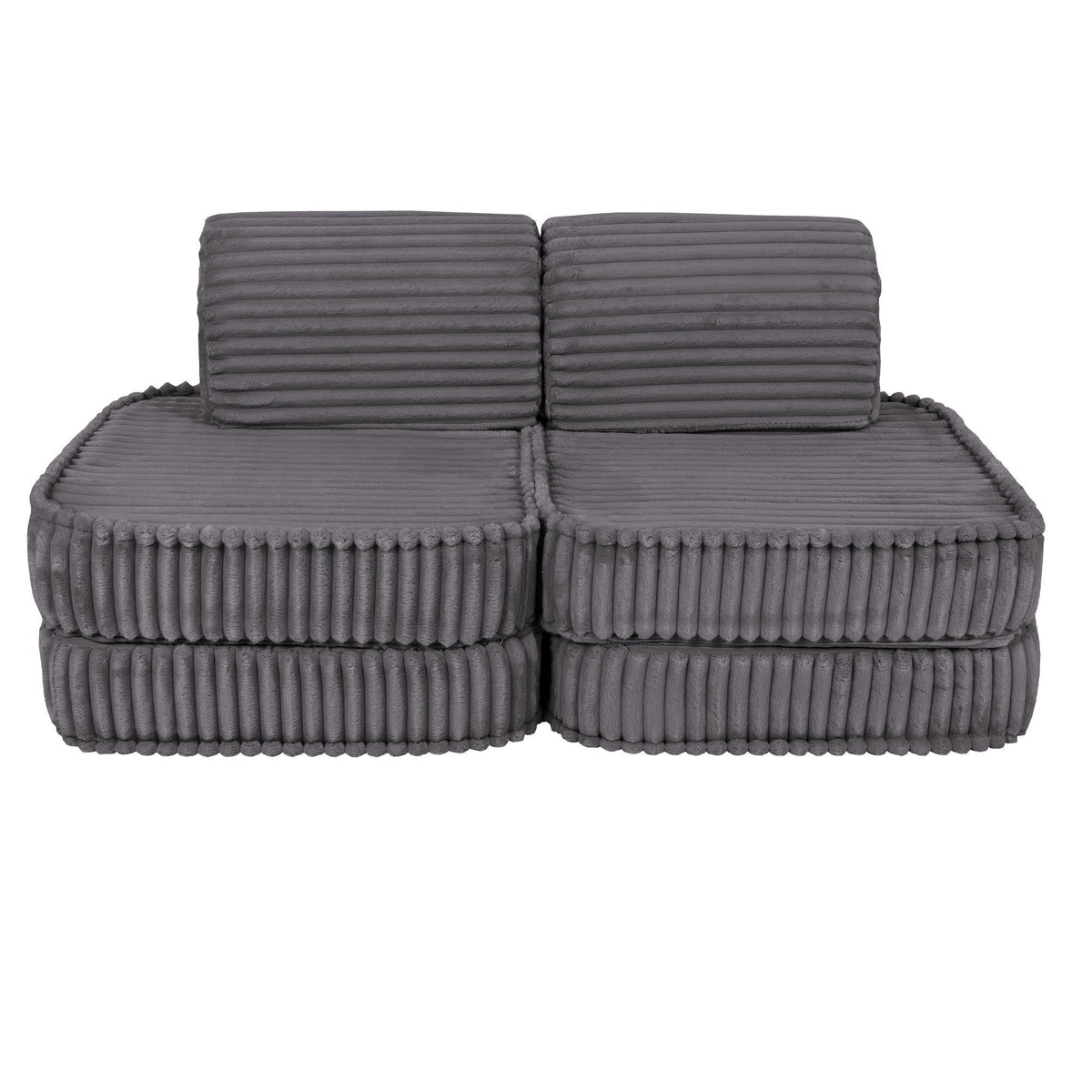 MeowBaby Churros speelbank Jurassic Grey met zes modulaire ribfluwelen speelelementen voor kinderen
