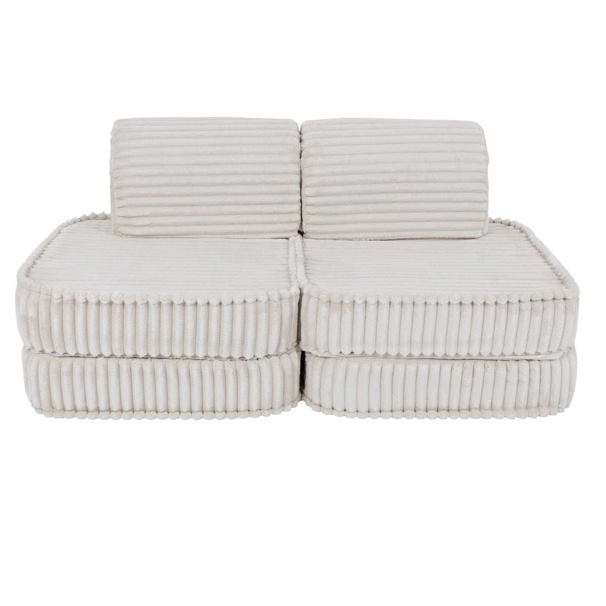 MeowBaby Churros speelbank wit met zes modulaire ribfluwelen speelelementen voor kinderen