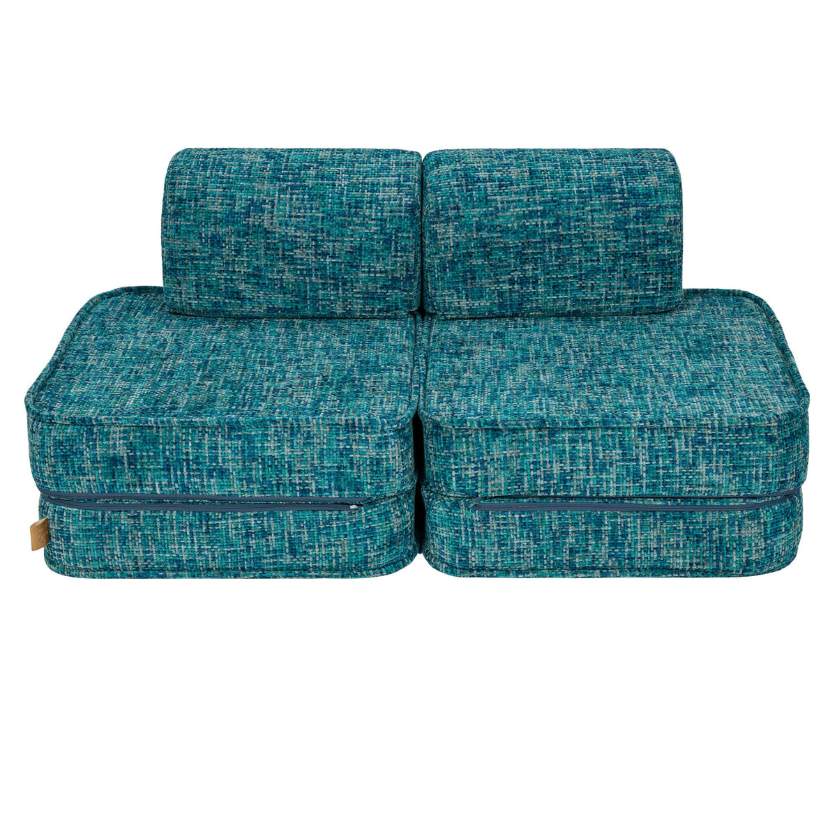 MeowBaby Tangle speelbank Lagoon Blue 120 cm modulaire blauwe kinderbank met zachte speelelementen