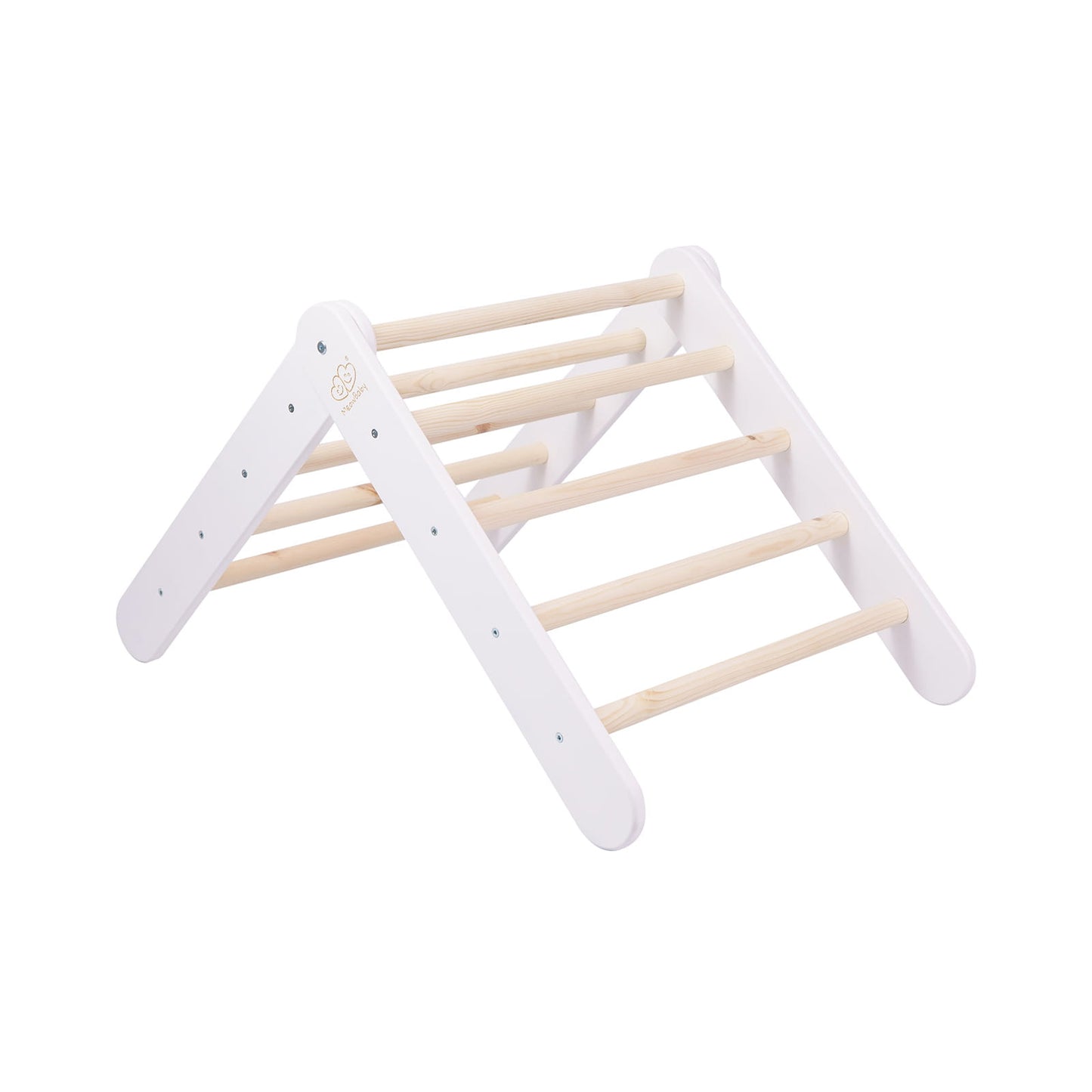 MeowBaby grote witte houten Pikler klimdriehoek voor Montessori speelplezier en motorische ontwikkeling
