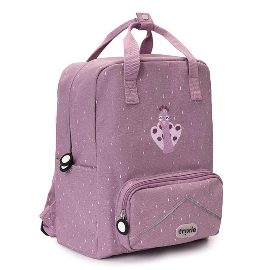 Trixie Baby grote kinderrugzak Mrs. Peacock met ergonomisch rugpand, zijvakken en waterafstotende afwerking