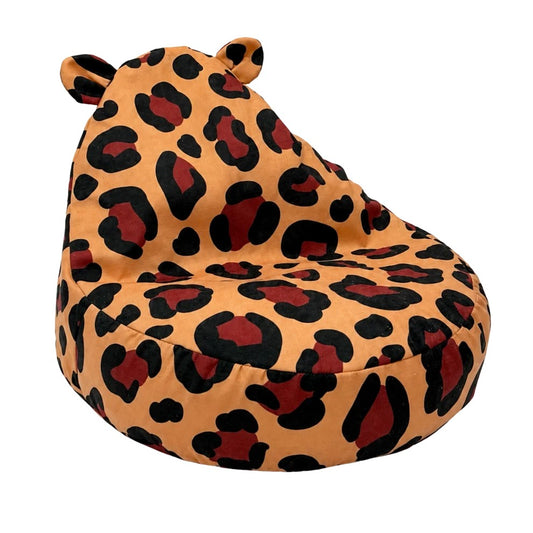 Sako Bag Teddy Leopard kinderzitzak met luipaardprint en zachte fluweelachtige bekleding