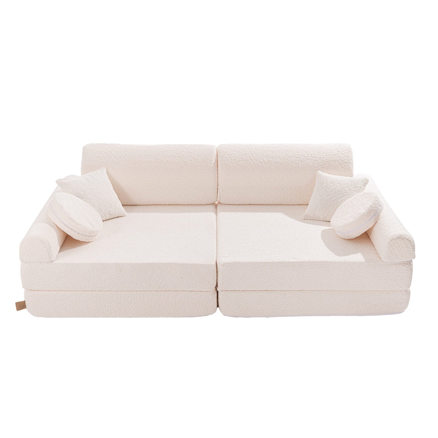 MeowBaby grote speelbank Premium Bouclé wit met modulaire speelelementen voor kinderen