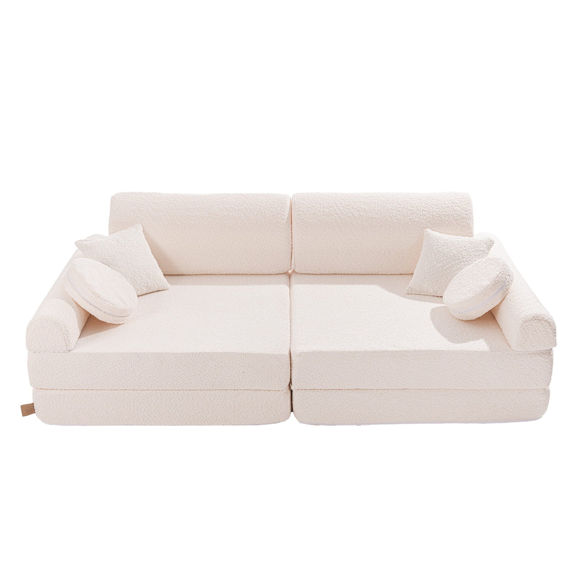 MeowBaby grote speelbank Premium Bouclé wit met modulaire speelelementen voor kinderen