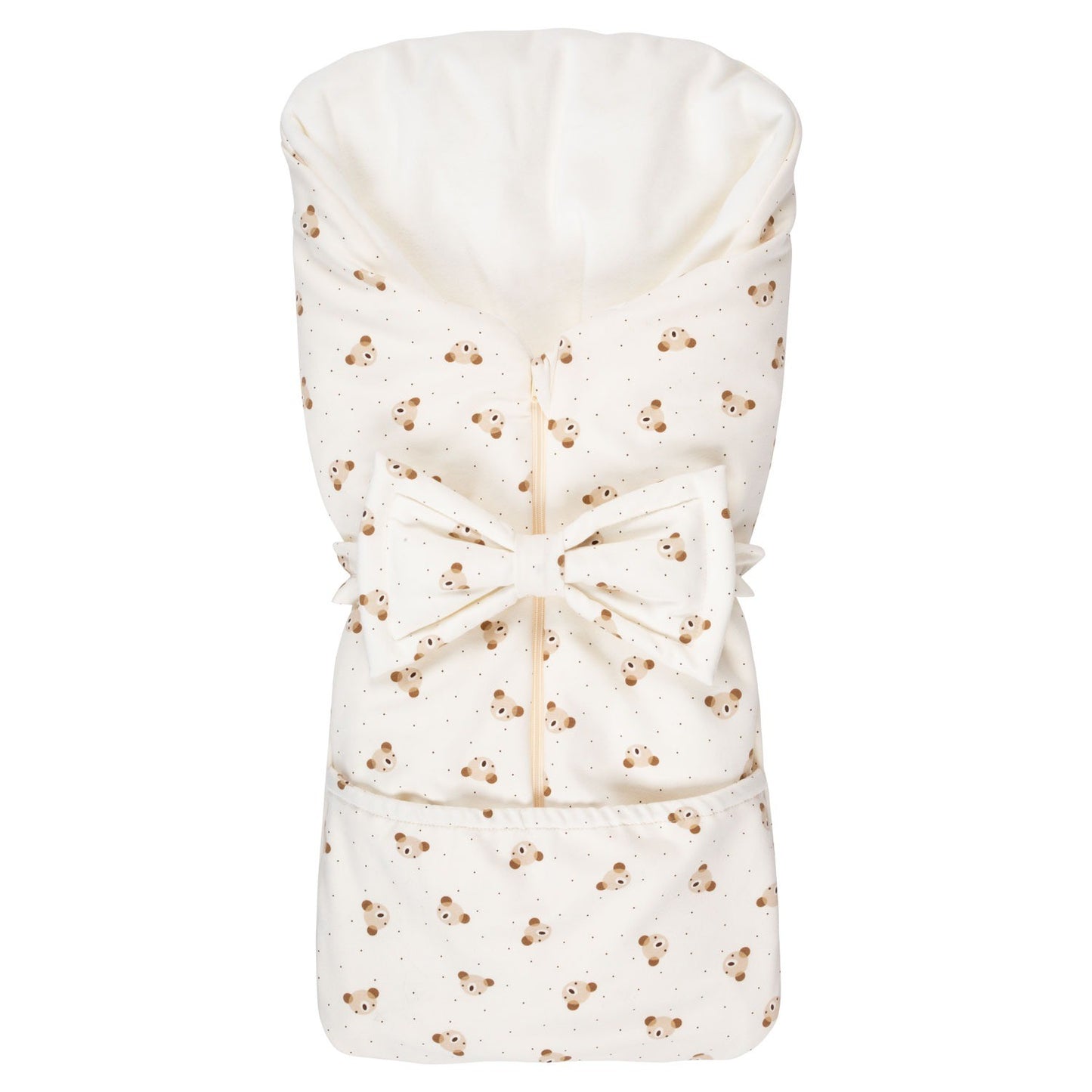 Bow Baby Sleeping Bag and Blanket – Beige / White, 0–6 Months