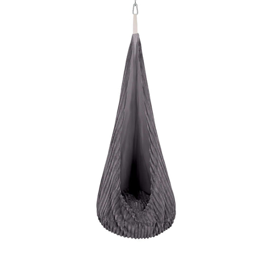 MeowBaby Cocoon Swing Churros Jurassisch Grijs met zachte corduroy bekleding en rond zitkussen