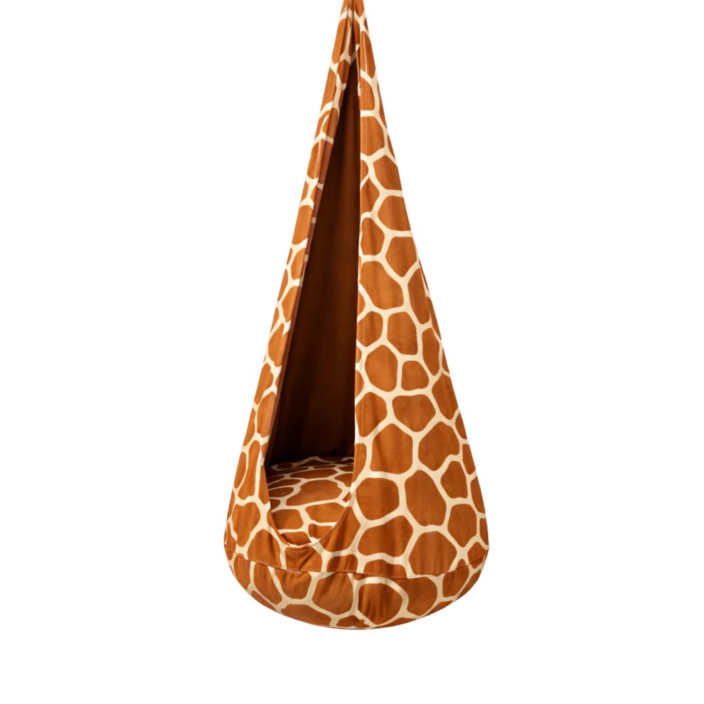 Bees & Blooms Cocoon schommel giraffe met zacht kussen voor kinderen om te schommelen, lezen en ontspannen