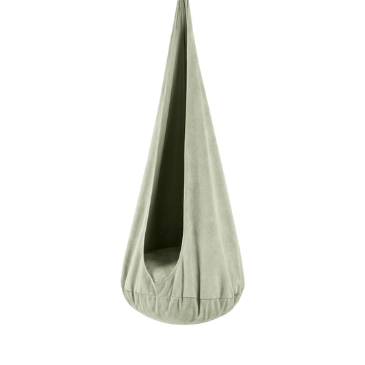 Bees & Blooms Cocoon Swing kinder hangstoel in Sage Meadow Green corduroy met rond zitkussen