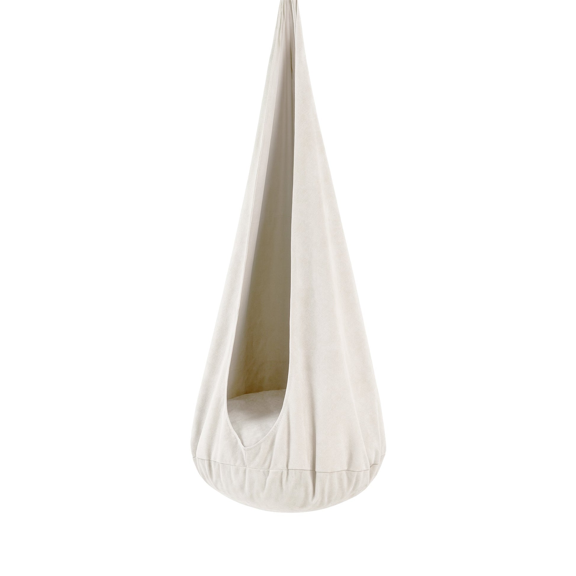 Bees & Blooms Cocoon Swing kinder hangstoel in Cotton Cloud White corduroy met rond zitkussen