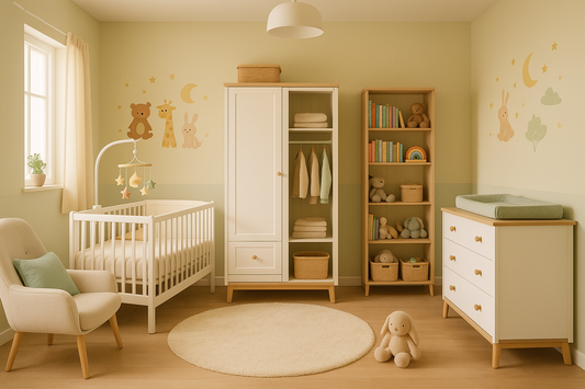 Complete Kinderkamer – Wieg, Kledingkast, Boekenkast en Ladekast