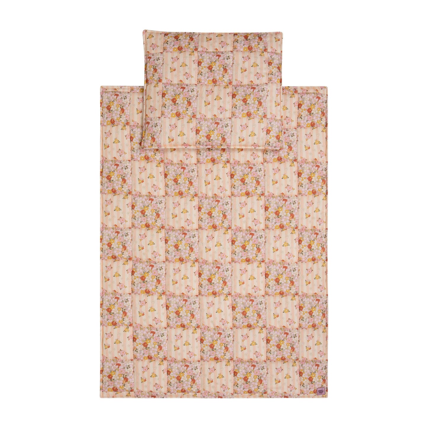 Moi Mili Spring Garden gewatteerde patchwork deken en kussen set van katoen met bloemenpatroon