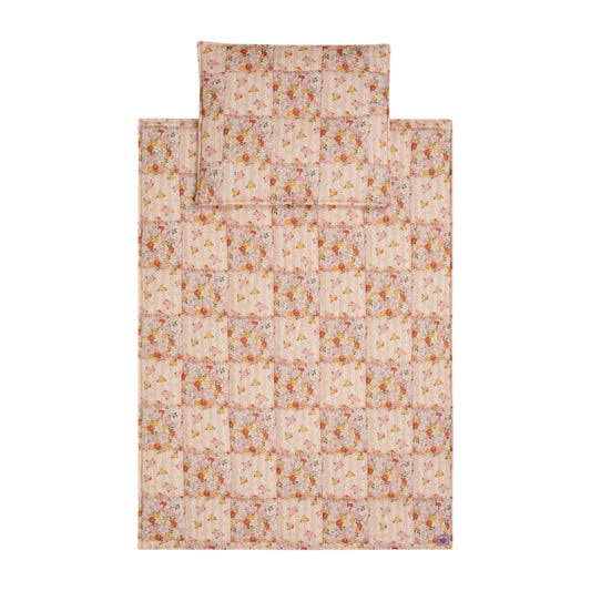 Moi Mili Spring Garden gewatteerde patchwork deken en kussen set van katoen met bloemenpatroon
