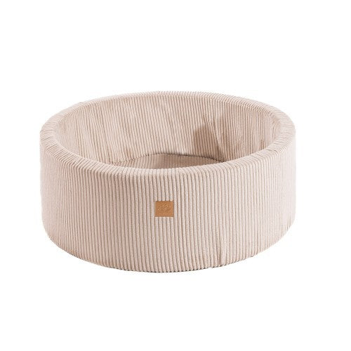MeowBaby ecru velvet ronde ballenbak van 90 cm zonder speelballen voor baby's en peuters