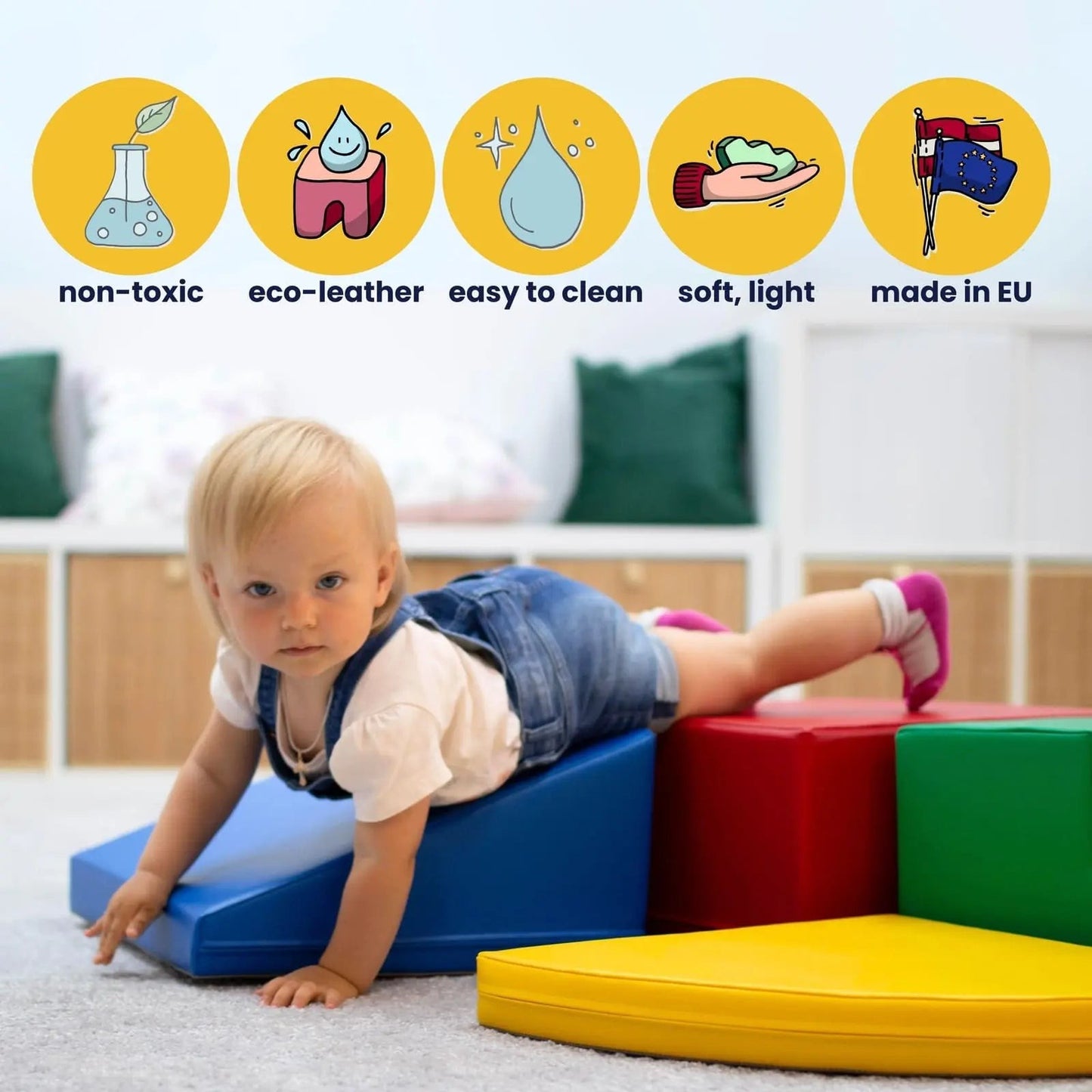 Soft Play 5 Foam Block Set - White Corner Climber