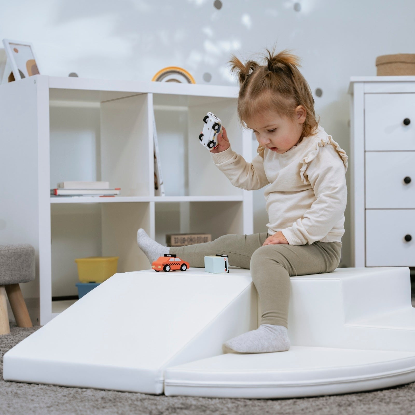 Soft Play 5 Foam Block Set - White Corner Climber