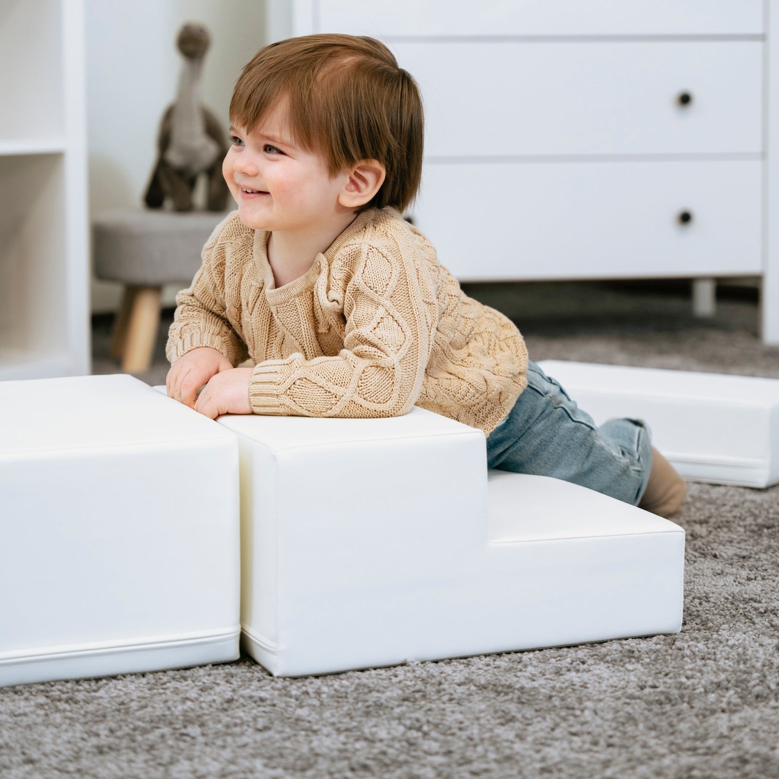 Soft Play 5 Foam Block Set - White Corner Climber