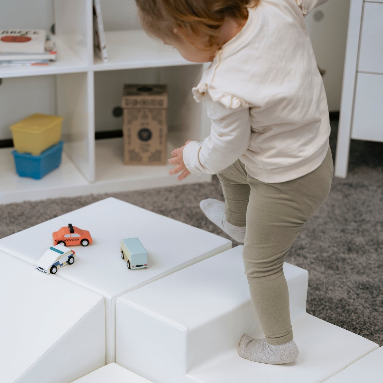 Soft Play 5 Foam Block Set - White Corner Climber