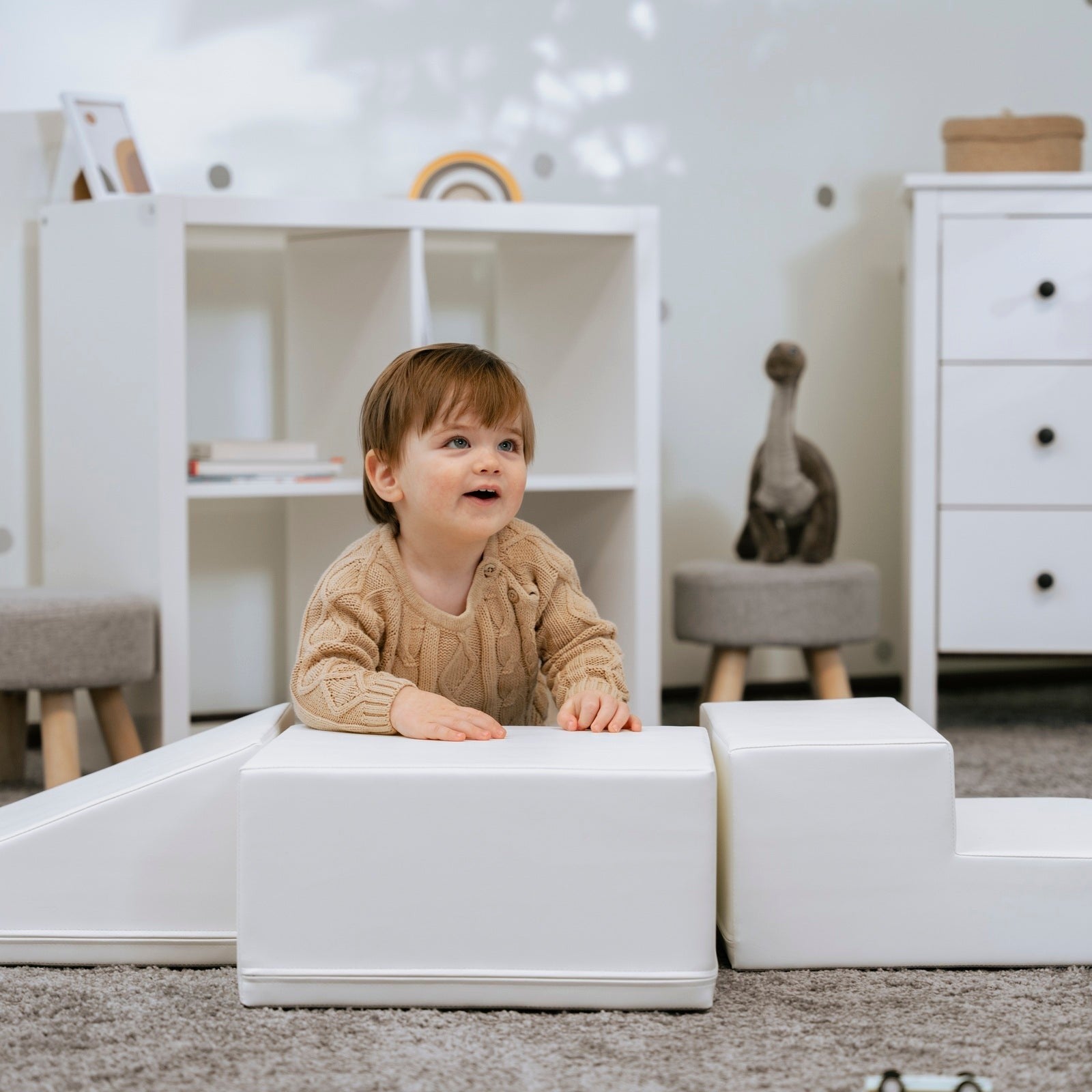 Soft Play 5 Foam Block Set - White Corner Climber