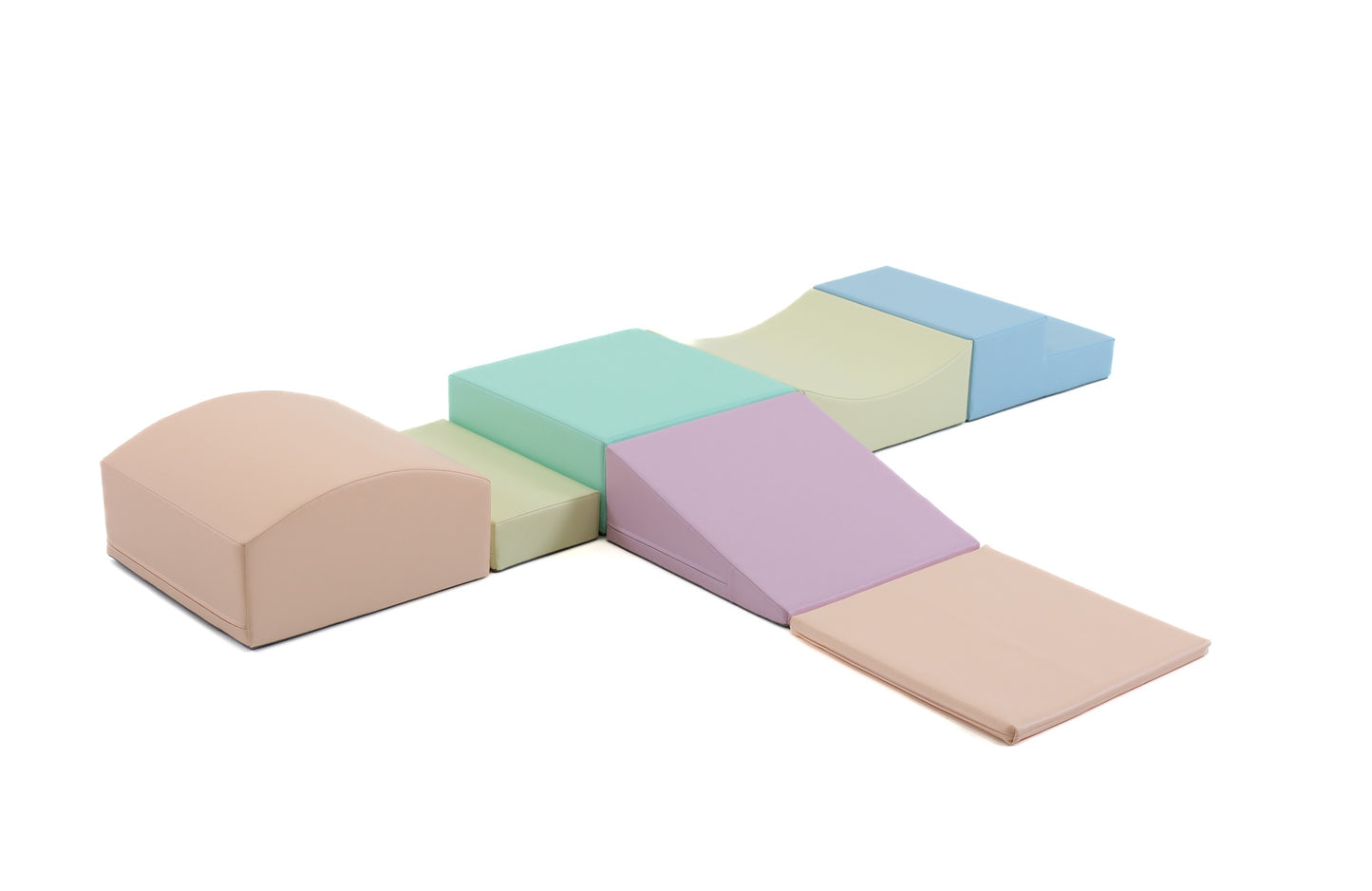 IGLU Soft Play 7 Foam Block Set Light Pastel Little Crawler zachte baby klim- en speelset met foam speelblokken voor kruipen en motorische ontwikkeling