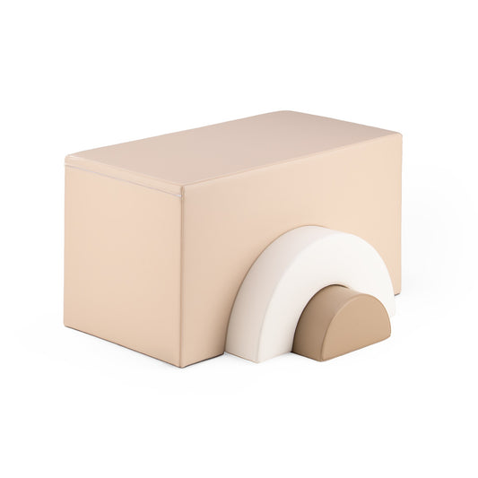 IGLU Rainbow Bridge Soft Play Set Beige, White en Grey Beige met gebogen stapelbare speelelementen voor bruggen en tunnels