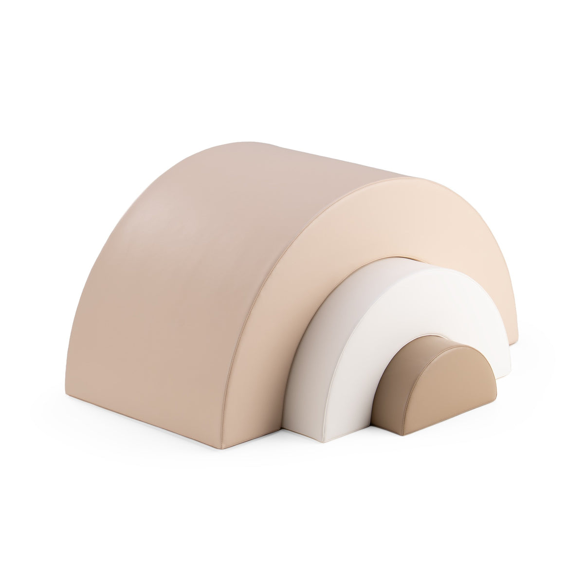 IGLU Rainbow Montessori Soft Play Set Beige, White en Grey Beige met drie in elkaar passende gebogen speelelementen