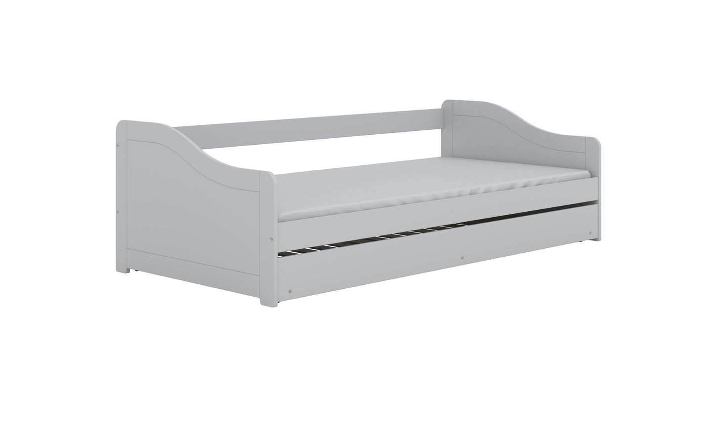 Schuin aanzicht van het Kocot Kids Blanka kinderbed wit 90x200 met onderschuifbed