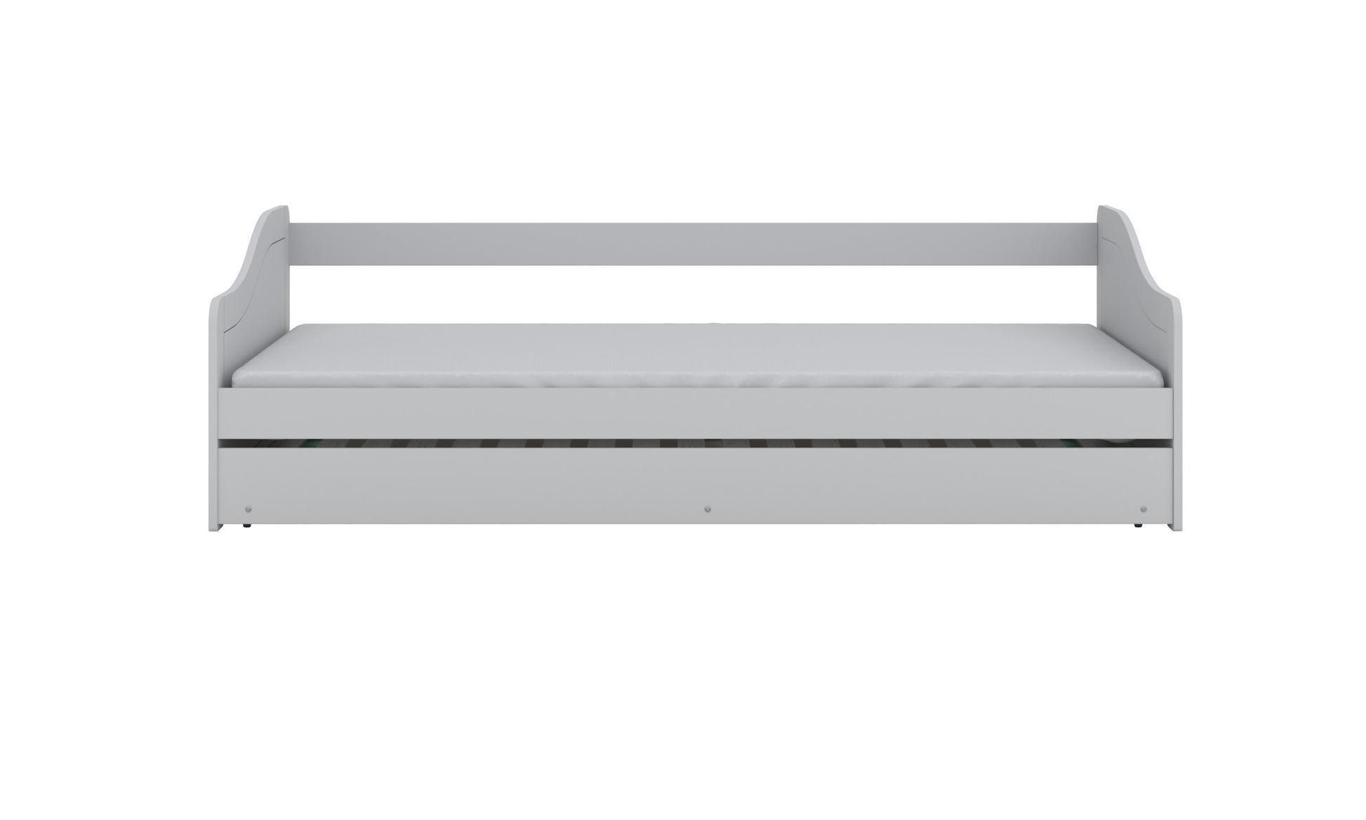 Vooraanzicht van het Kocot Kids Blanka kinderbed wit 90x200 met onderschuifbed