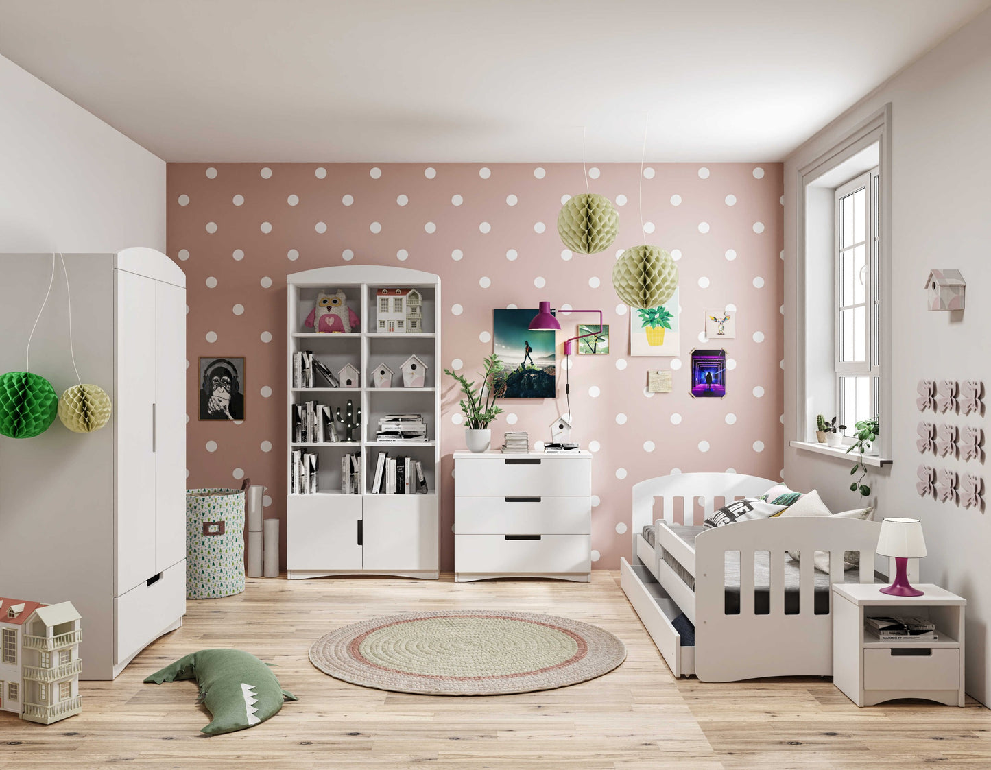 Kocot Kids Classic kinderbed wit in stijlvolle kinderkamer met opberglade