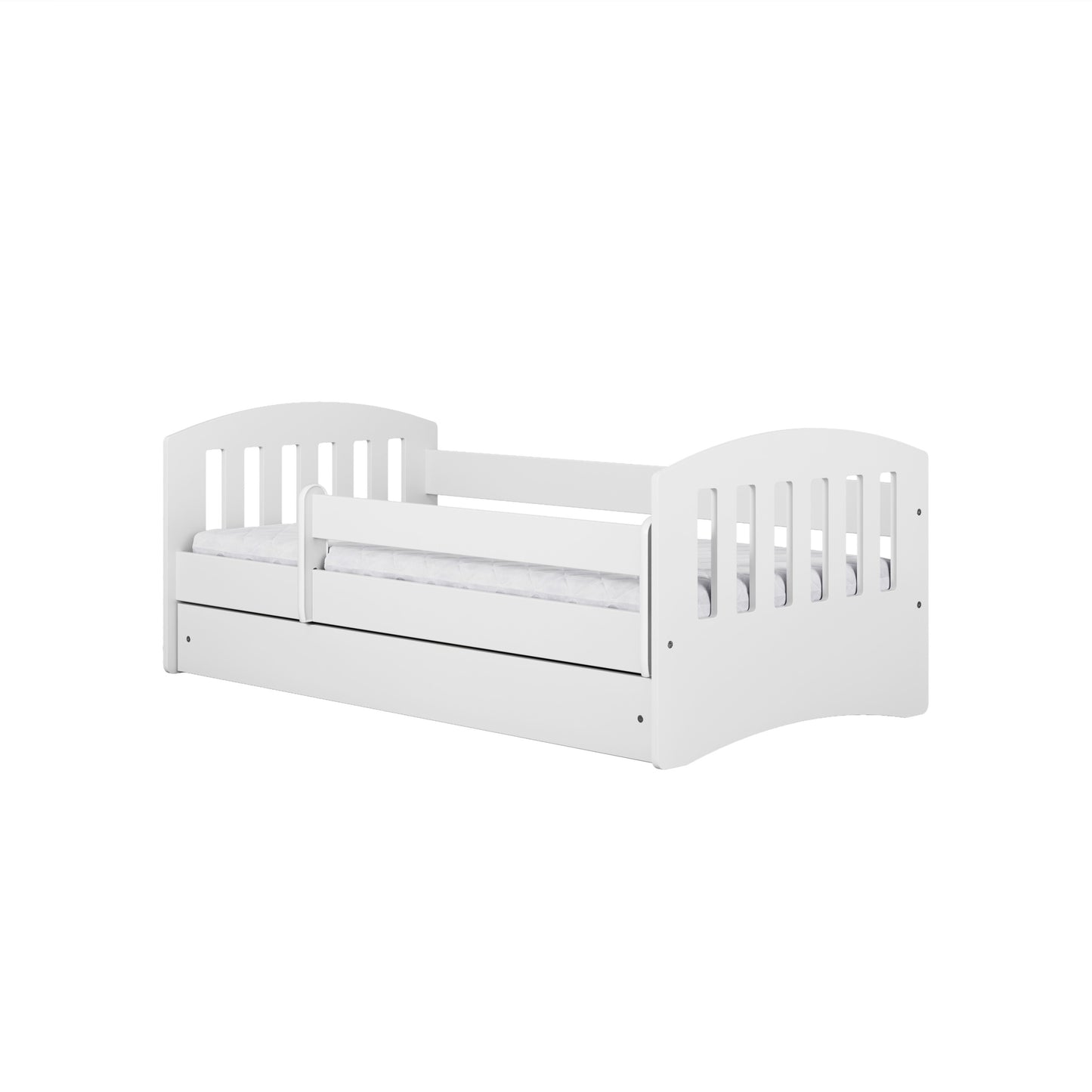 Kocot Kids Classic kinderbed wit met uitvalbeveiliging schuin vooraanzicht