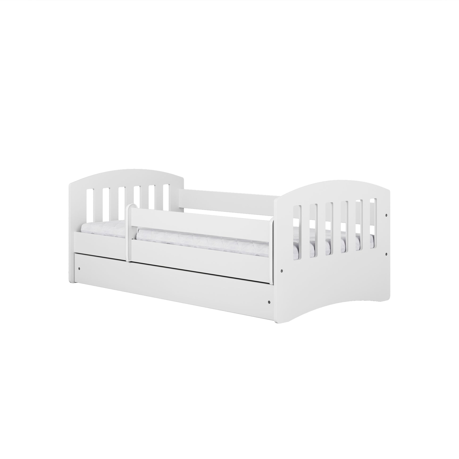 Kocot Kids Classic kinderbed wit met uitvalbeveiliging schuin vooraanzicht