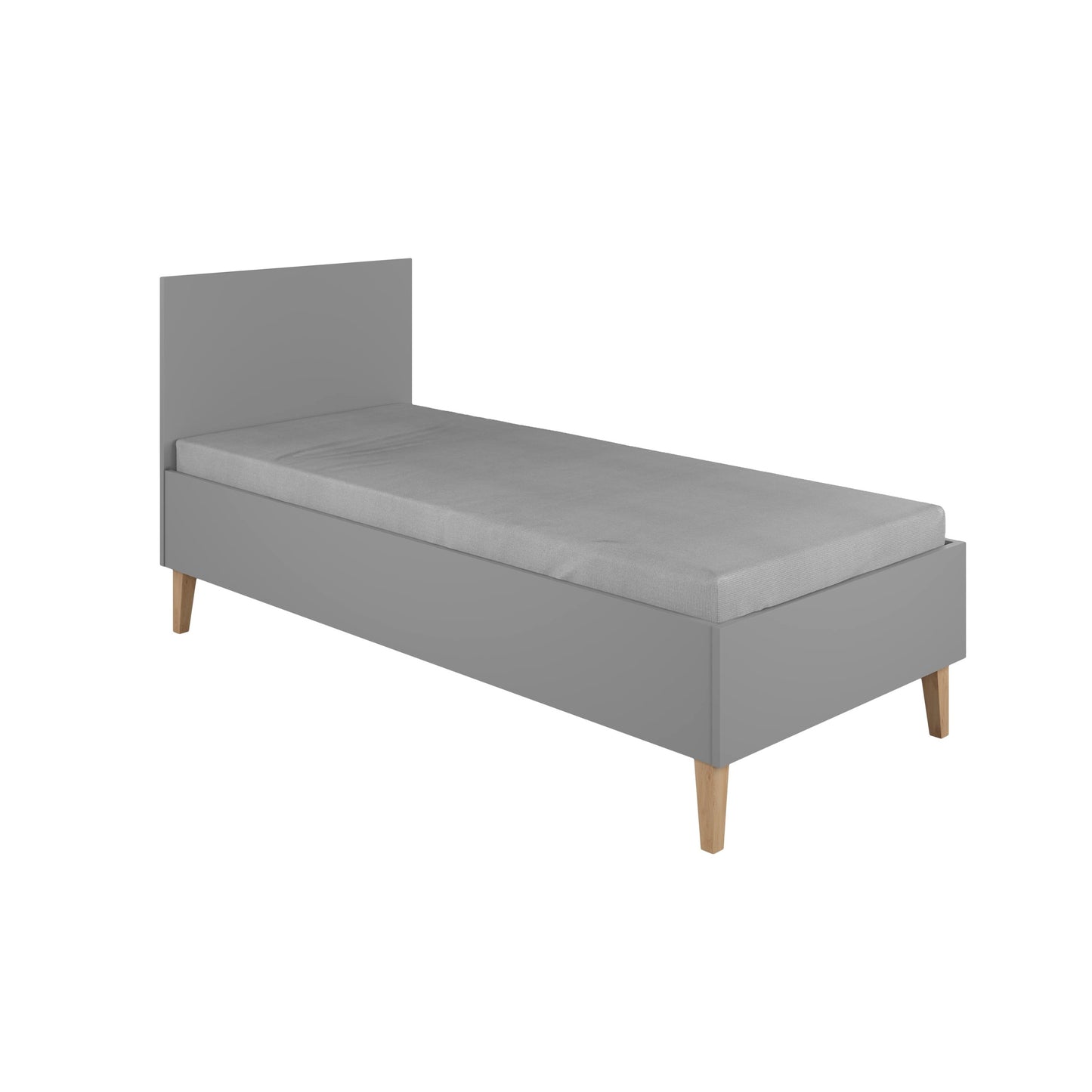 Kocot Kids Kubi kinderbed grijs 180x80 met eiken poten