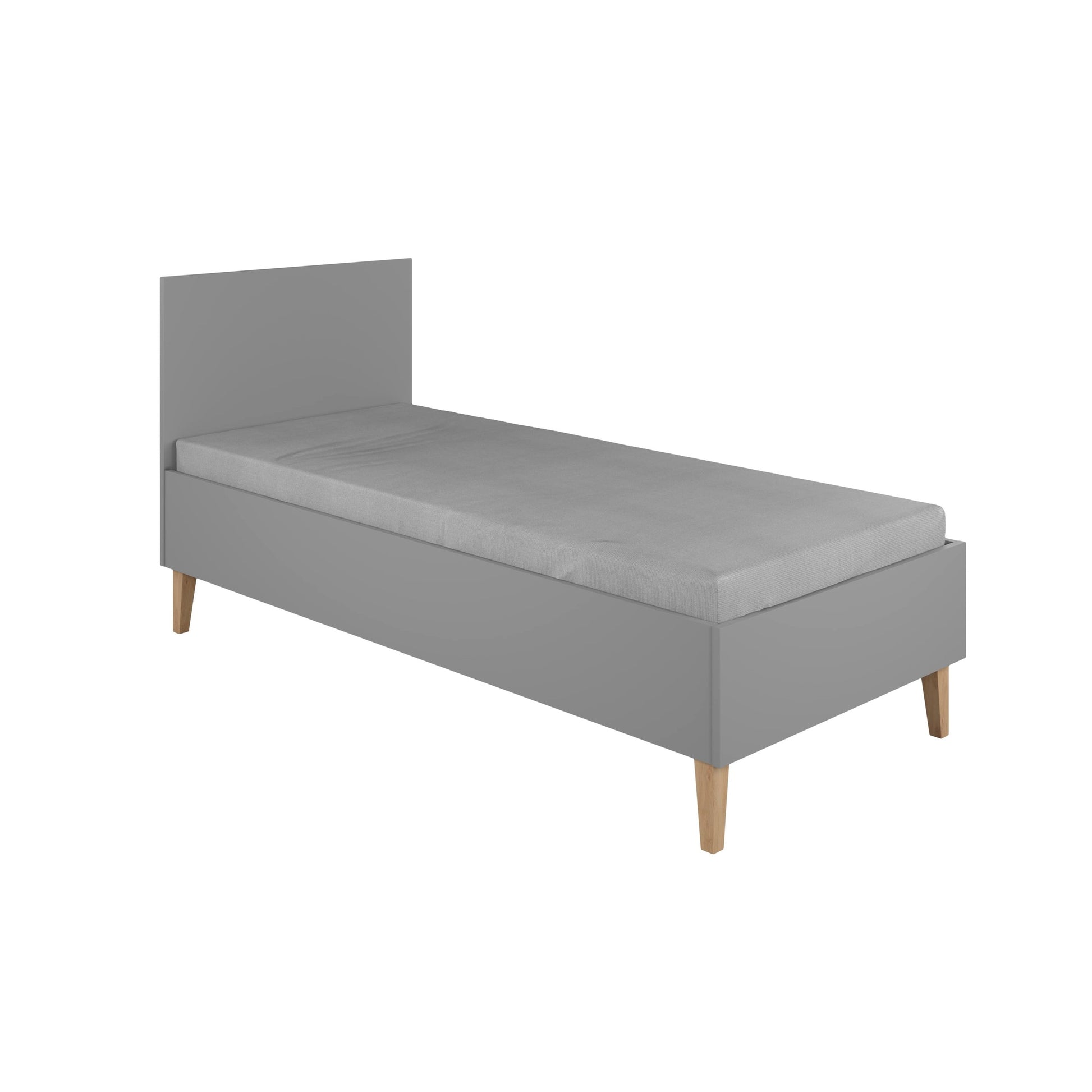 Kocot Kids Kubi kinderbed grijs 180x80 met eiken poten