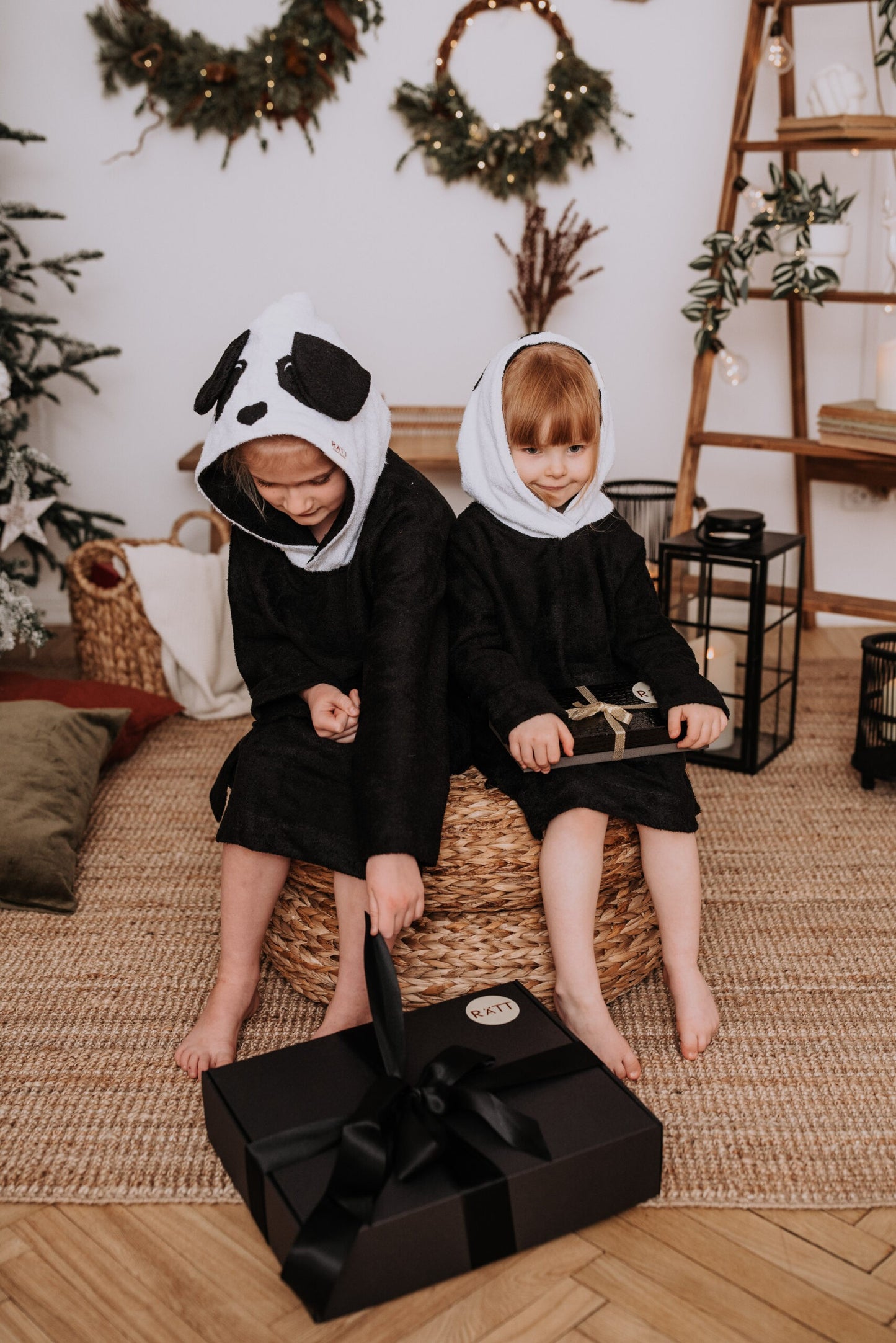 Kinder badponcho Panda van bamboe met capuchon voor kinderen 122-150 cm