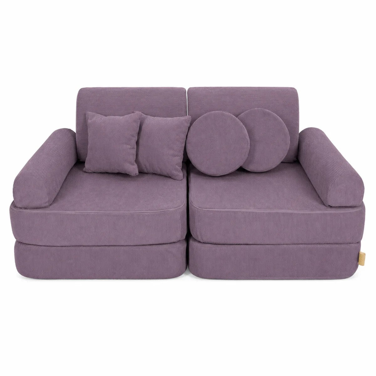 MeowBaby Medium Speelbank Slimcord Lavender met zachte modulaire elementen en fijne lavendelkleurige ribstructuur