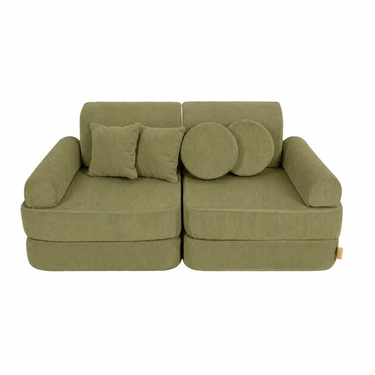 MeowBaby Medium Speelbank Slimcord Lime met zachte modulaire elementen en geribbelde bekleding